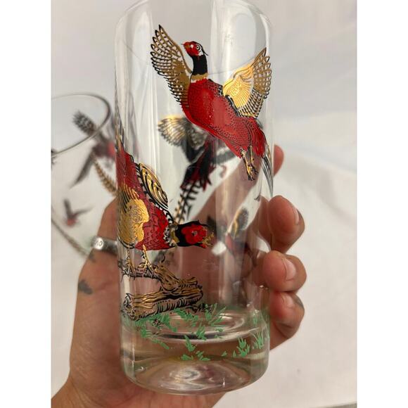 Vintage Set of 2 Pheasant Highball Glasses Mid-Century Barware 1960s - Picture 16 of 16
